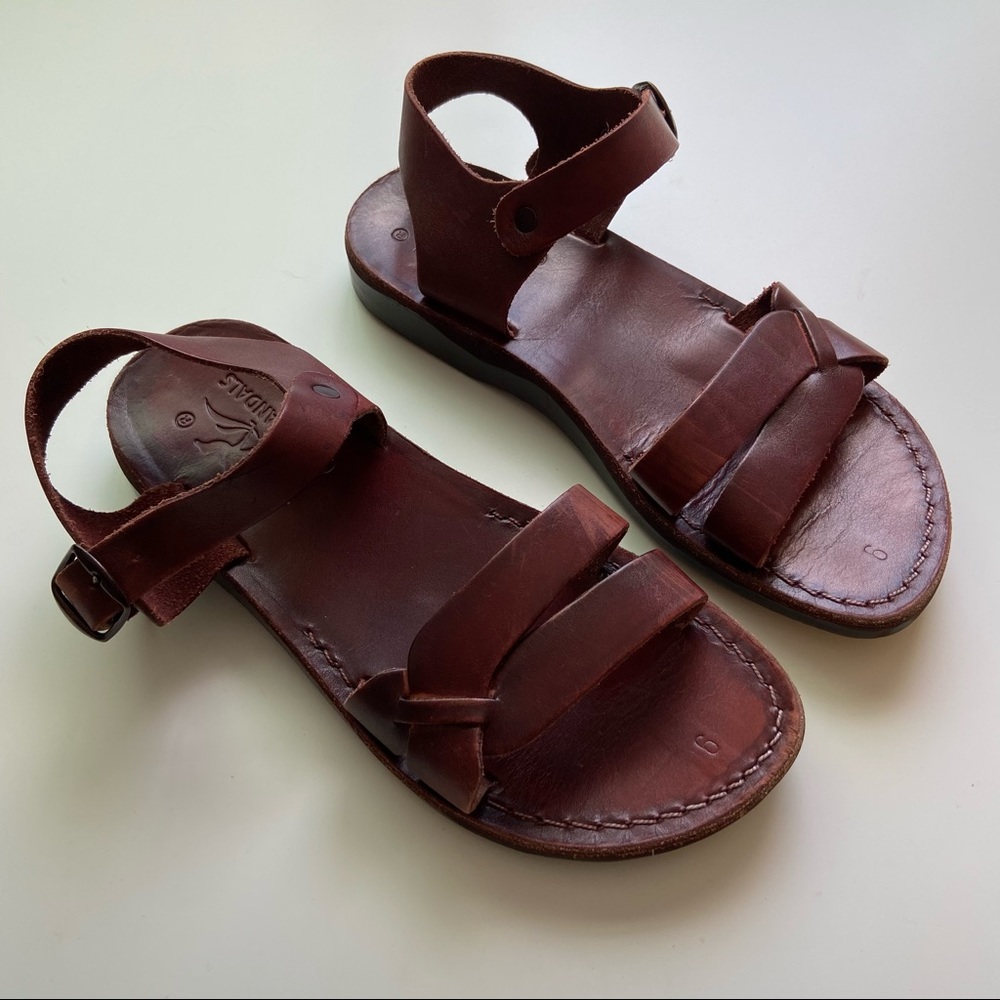 Camel Sandals (Jerusalem Sandals) - Brown Leather Ankle Strap Sandals